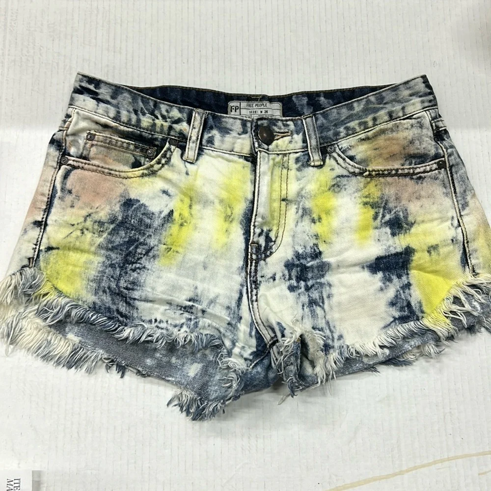 Free people tie dye cut off jean shorts